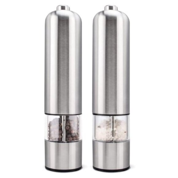 2-Pack Electric Salt & Pepper Grinder Set, Stainless Steel - Picture 1 of 5